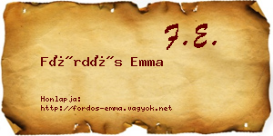 Fördős Emma névjegykártya